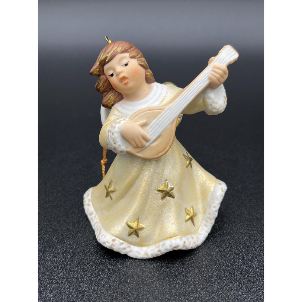Vintage Goebel Angel Bell Ornament, Gold Star Dress, 1997